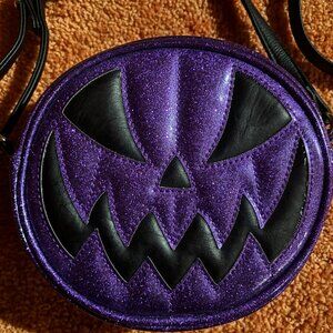 Love, Pain, and Stitches Mini Purple Pumpkin Kult Bag, EUC